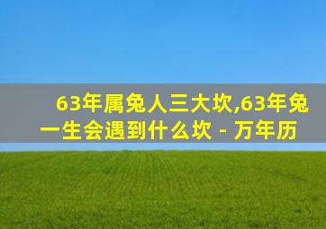 63年属兔人三大坎,63年兔一生会遇到什么坎 - 万年历